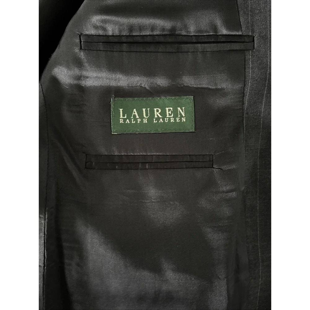 Ralph Lauren Blazer 38R Wool Sport Coat Suit Jacket Gray Pin Made in Canada #722